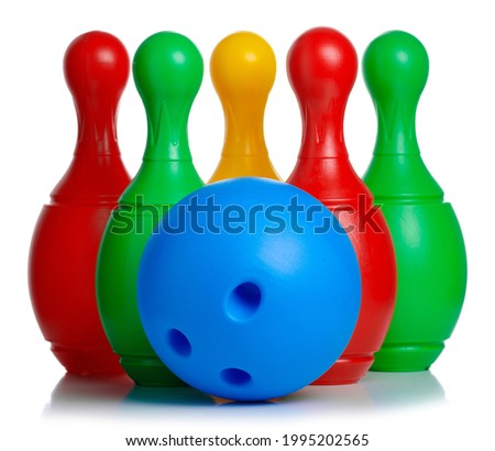 kids toy bowling skittles on white background isolation