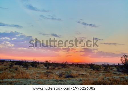 Sunset in California Desert With Clouds