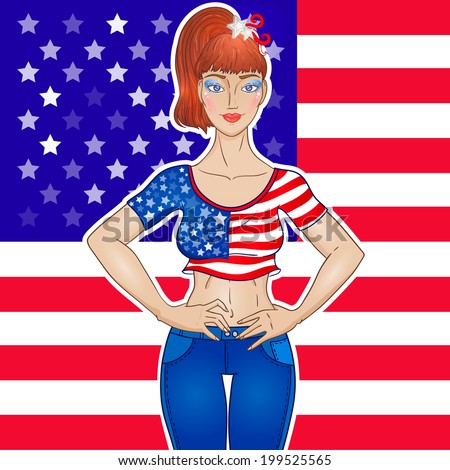 Patriotic girl for the American Independence Day on the fourth July