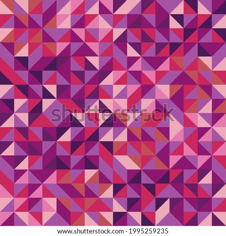 Pink geometric bright ornament. Vector triangles glassed mosaic pattern.