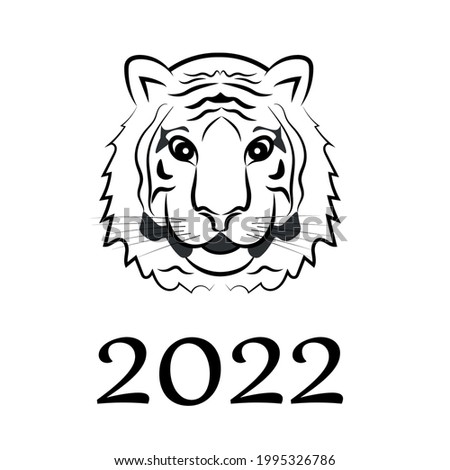 Happy New year 2022. The year of the tiger of lunar Eastern calendar. Creative tiger logo and number 2022 on a white background. Happy New Year Greeting Card.