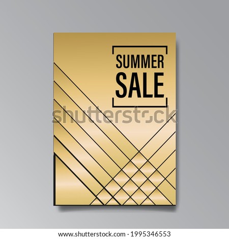 Luxury abstract Sale brochure template. Art deco elegant banner, premium promo background for holiday, with gold. Shiny Vector illustration.