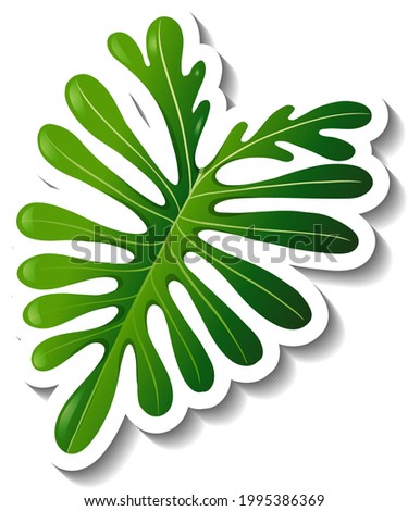 A sticker template with a tropical leaf isolated illustration