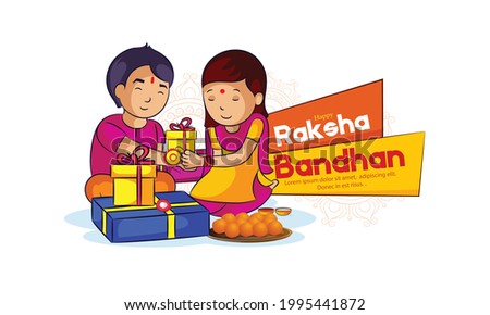 Raksha Bandhan with Creative Rakhi Illustration Brother and Sister Festival Background