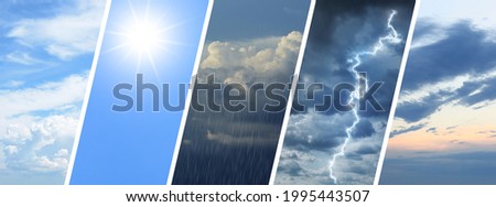 Collage of different weather conditions Royalty-Free Stock Photo #1995443507