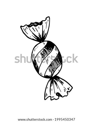 Hand drawn candy isolated on white. Vector illustration in sketch style