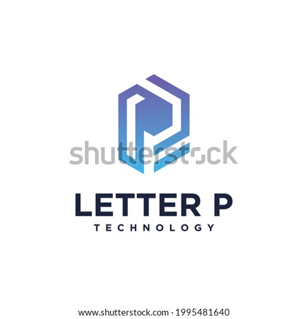 Abstract minimalist hexagon letter p collection with luxury design