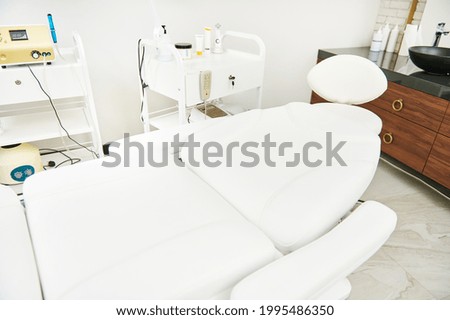 Cropped view of beauty room with comfortable massage table for spa procedures ain luxury spa center