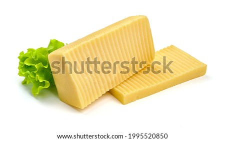 Cheese block, isolated on white background. High resolution image
