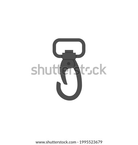 Metal carabiner, climbing clasp lock. Element equipment for outdoors activity in mountains, hiking or camping. Vector illustration isolated on white