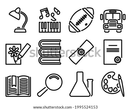 Education Icon Set. Bold outline design with editable stroke width. Vector Illustration.