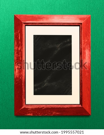 Red photo wall  frame mockup