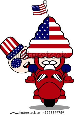 vector cartoon character celebrating american independence day riding a motorcycle