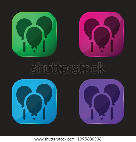 Balloons four color glass button icon