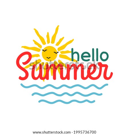 Summer season concept hello summer element design good for banner, flyer, poster, greeting card, clip art with sun icon on flat color
