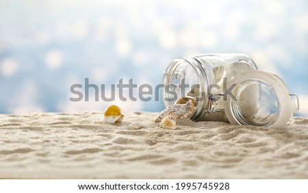 Summer background of sand with sea and free space for your decoration. 