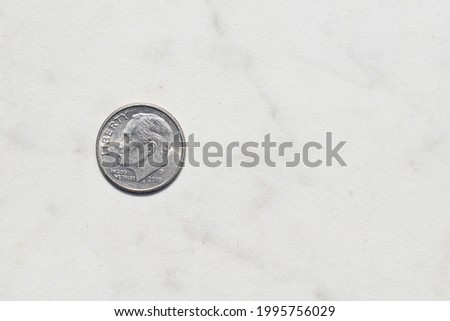 Dime with a white background