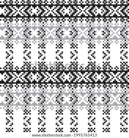 Black and White Christmas fair isle pattern background for fashion textiles, knitwear and graphics