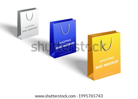 Shopping bag mockups 3d. blank white. Vector illustration