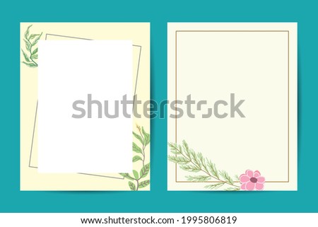 Vector floral elegant botanical card design with succulent cactus plants, cute wax flower and green forest fern leaves with golden geometrical frame. Beautiful template for invite, save the date cards
