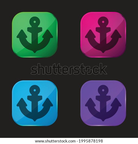 Anchor four color glass button icon