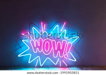 Pink and blue neon sign wow. Trendy style. WOW. Neon sign. Custom neon. Home decor.