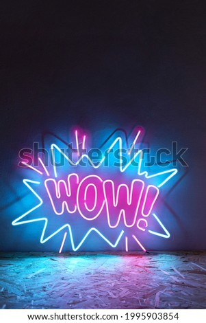 Pink and blue neon sign wow. Trendy style. WOW. Neon sign. Custom neon. Home decor.