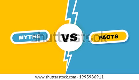 Facts vs myths versus battle background with lightning bolt. Concept of thorough fact-checking or easy compare evidence.. Vector illustration. Royalty-Free Stock Photo #1995936911