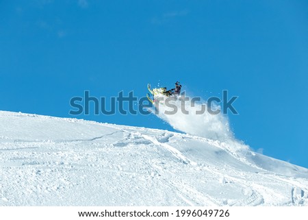sport snowmobile extreme. winter action concept
