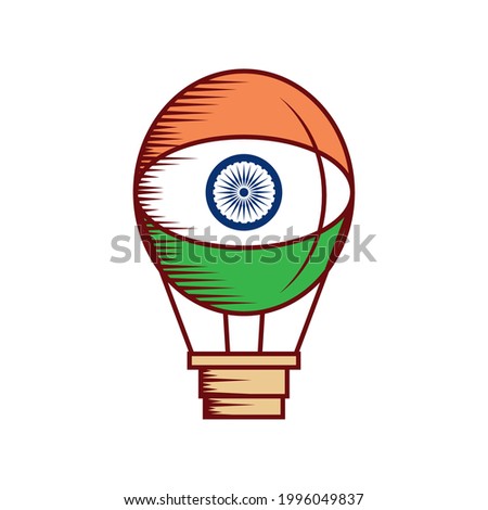india flag in air balloon travel