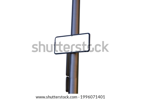 Information board on a pole on a white background
