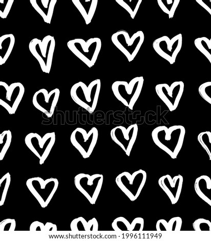 Art illustration grunge hearts. Set of hand drawn paint object for design. Black and white  Abstract brush drawing