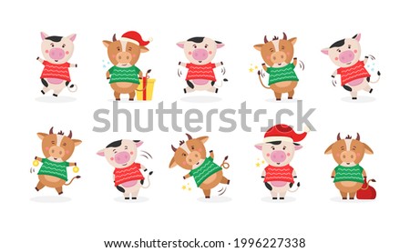Chinese new year 2021 Cow holding a sign gold. Chinese lunar zodiac symbol of 2021. Calendar. Farm design. Template element design poster, banner, flyer, logo with face, head, silhouette bull. 