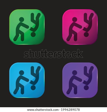 Aikido four color glass button icon