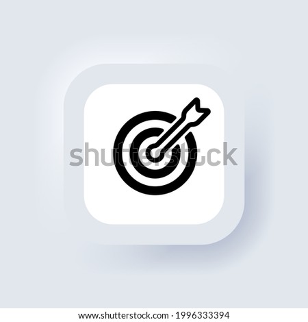 Mission. Target icon in black. Arrow. Winner. Business concept. Neumorphism. Vector illustration