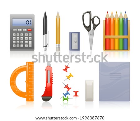 Vector illustration of office supplies.