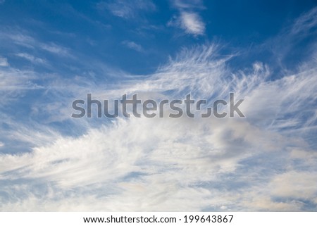 Texture of bright blue dramatic white cloud sky