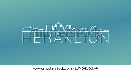 Heraklion, Greece Skyline Linear Design. Flat City Illustration Minimal Clip Art. Background Gradient Travel Vector Icon. Royalty-Free Stock Photo #1996456874