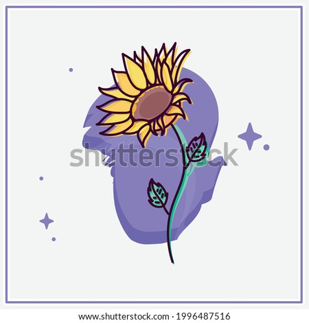 Isolated sketch of a colored flower