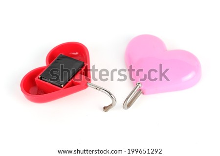 Pink and Red Magnets hearts Isolated on white background