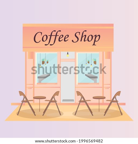 Modern coffee shop with furniture