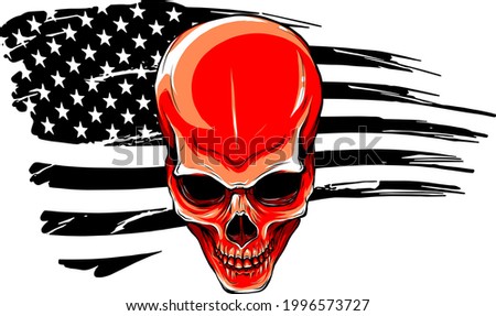 vector illustartion of skull with american flag