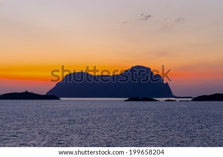 Sunset in the norwegian fjords. Beautiful landscape picture