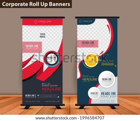 Business Roll Up Set. Standee Design. Banner Template, Abstract Colorful Speech Bubbles vector, flyer, presentation, leaflet, j-flag, x-stand, exhibition display, social networks, talk Royalty-Free Stock Photo #1996584707