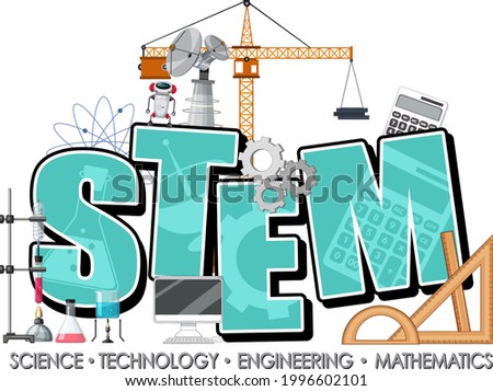 STEM education logo banner on white background illustration