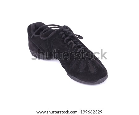 black dance shoe. Isolated on a white background.