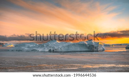 Ice covering the sea in Greenland