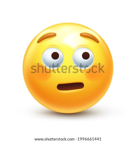 Flushed emoji looks away. Embarrassed emoticon looking away with big eyes 3D stylized vector icon Royalty-Free Stock Photo #1996661441