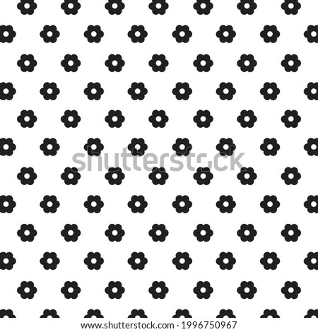 Set of flat flower icons in silhouette isolated on white. flower print vector black and white. Seamless background pattern for gift wrapping paper, textiles, wallpaper.