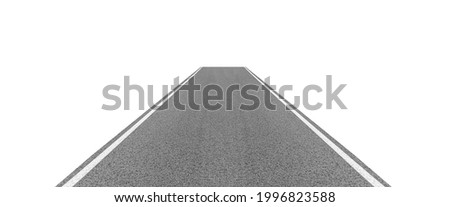 Asphalt road isolated on white background
